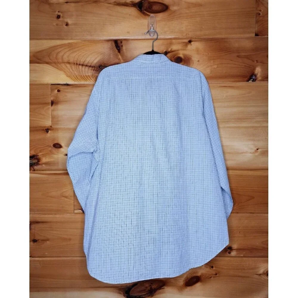 Polo Ralph Lauren Men’s 16.5 32/33 Light Blue Gray White Check Long Sleeve Shirt
